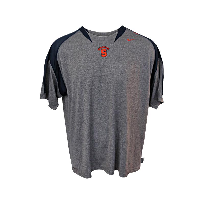 John Desko Syracuse University Men's Lacrosse Nike Dri-Fit Grey Navy Neck Accents Syracuse Short Sleeve Workout Tee (Size XXXL)