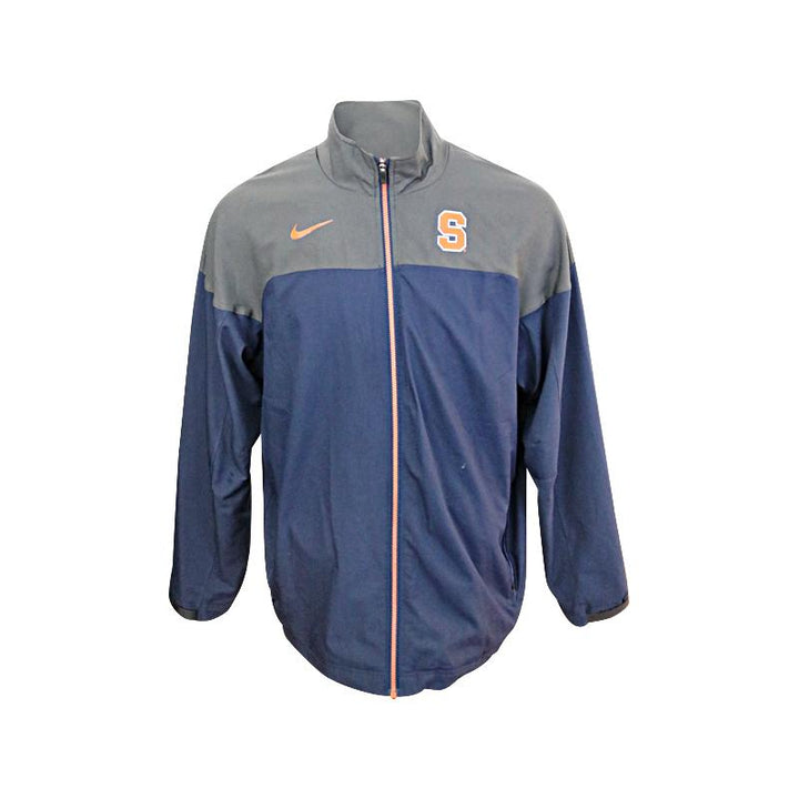 John Desko Syracuse University Men's Lacrosse Nike Dri-Fit Grey/Navy Orange Zipper Long Sleeve Windbreaker (Size XXL)