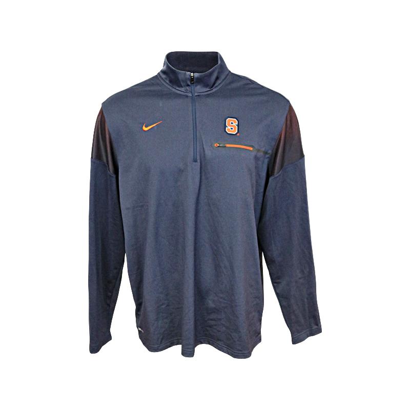 John Desko Syracuse University Men's Lacrosse Nike Navy Syracuse Chest Pocket Half Zip Sweater(Size XXL)
