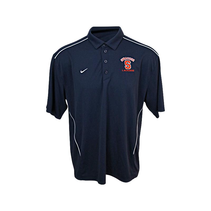 John Desko Syracuse University Men's Lacrosse Nike Navy Syracuse Lacrosse Logo White Accented Collared Shirt (Size XXL)