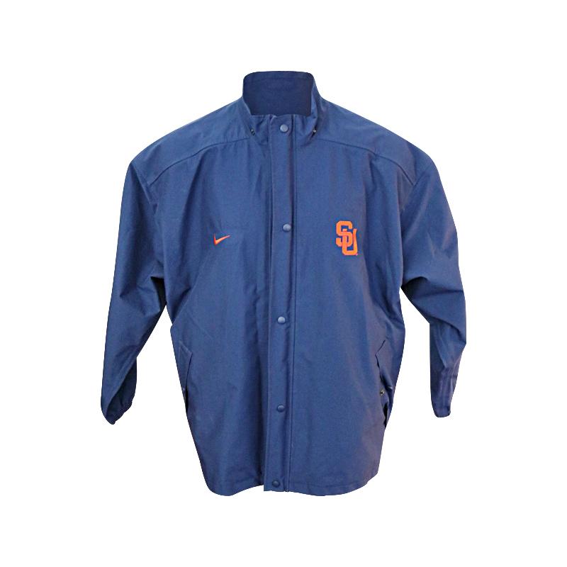 John Desko Syracuse University Men's Lacrosse Nike Navy SU Logo No Hoodie Rain Jacket with Buttons (Size XXL)