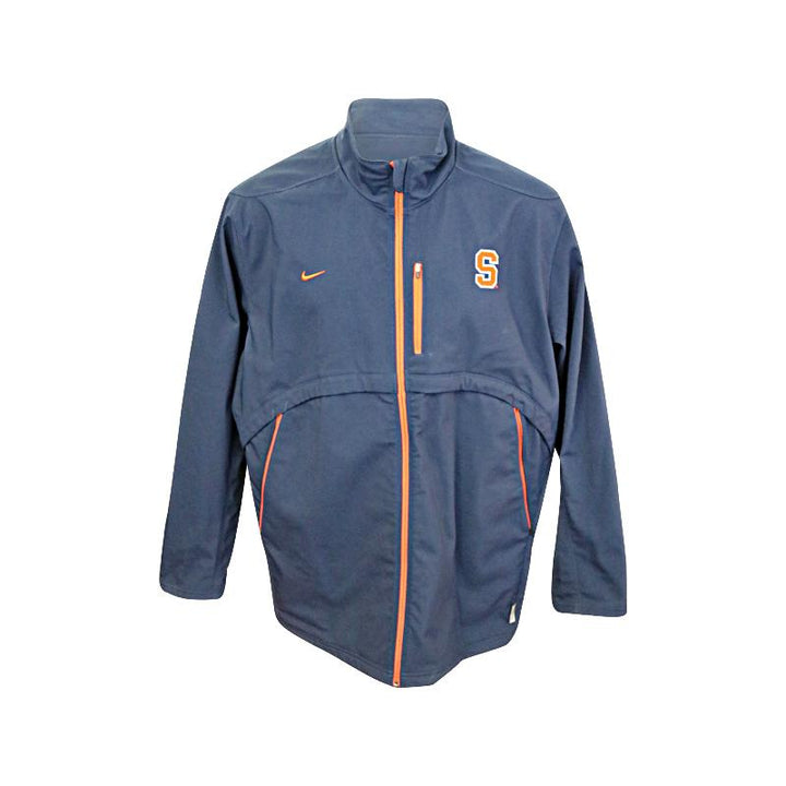 John Desko Syracuse University Men's Lacrosse Nike Navy S Logo Orange Zippers Jacket (Size 3XL)