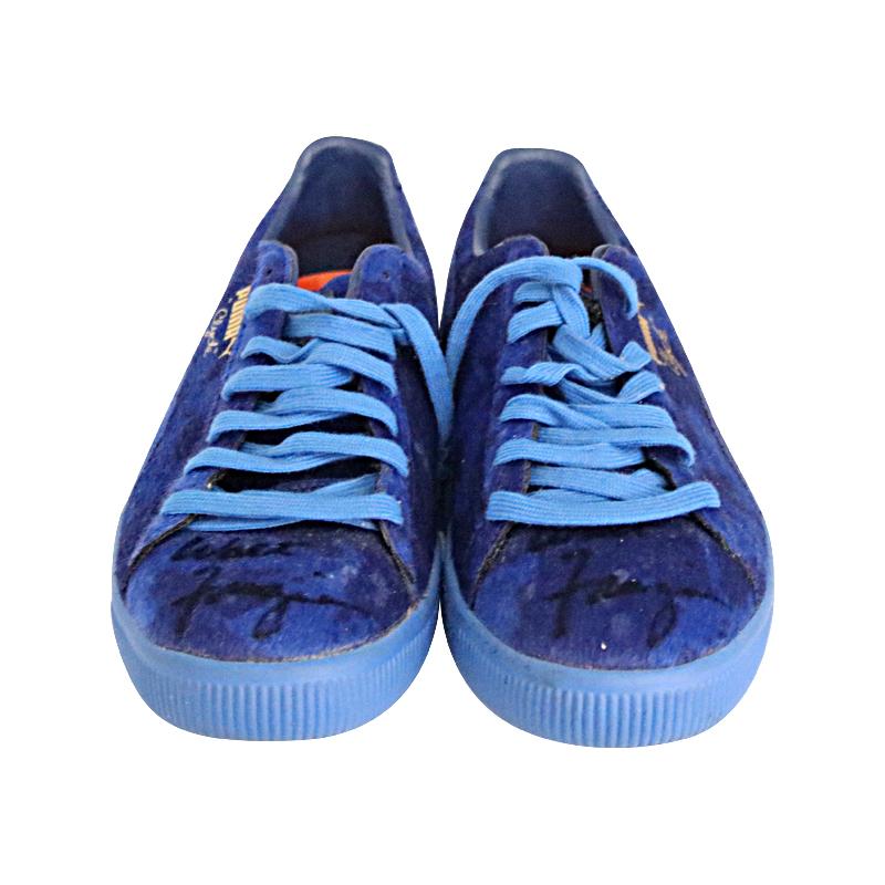 Walt Frazier Autographed Personally Worn Blue Puma Sneakers Size 13