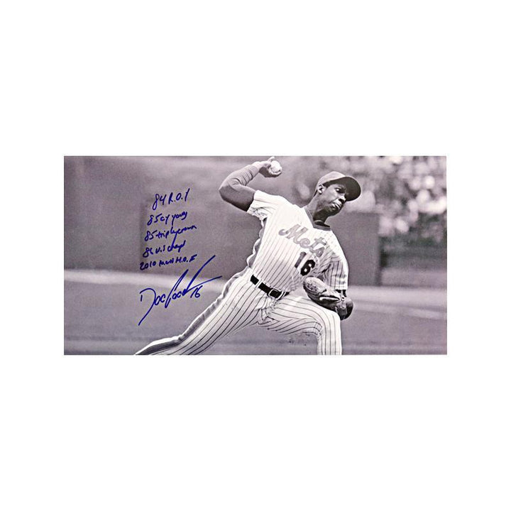Dwight Gooden Autographed & Multi-Inscribed B/W 10x20 Photo (CX Auth)