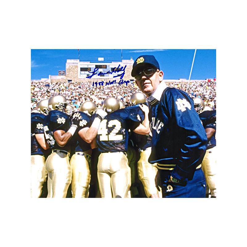 Lou Holtz – Notre Dame 1988 National Champs Multi-Signed & Inscribed Jersey  – Custom Navy