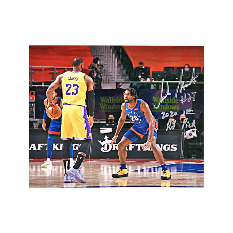 Isaiah Stewart Detroit Pistons Guarding Lebron Autographed & Inscribed "2020 1st Round Pick" 8x10 Photo
