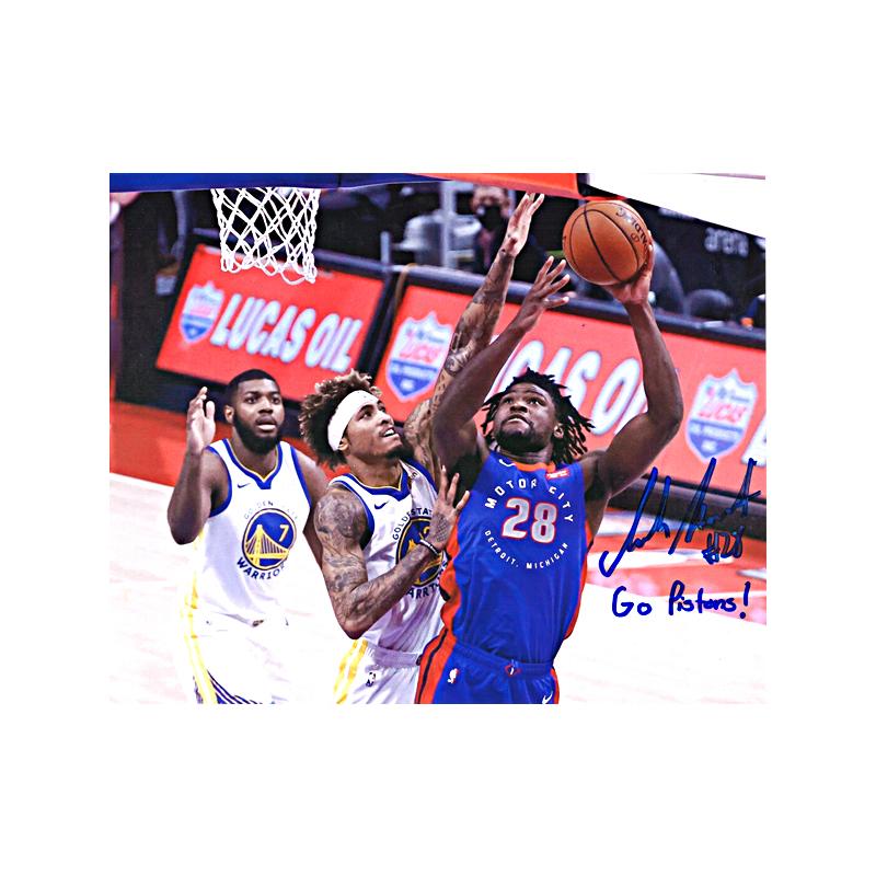 Isaiah Stewart Detroit Pistons Layup Autographed & Inscribed "Go Pistons!" 8x10 Photo