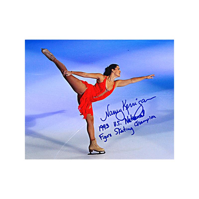 Nancy Kerrigan Team USA Autographed & Inscr. "1993 US National Figure Skating Champion" 8x10 Photo (wearing red)