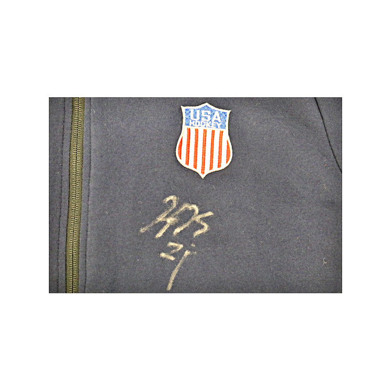 Hilary Knight Autographed Rink Worn USA Hockey Nike Blue Full Zip Hoodie Size XL