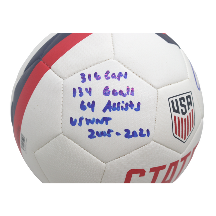 Carli Lloyd USWNT Autographed and Insc. w/ USWNT Stats Team USA Soccer Ball (CX Auth)