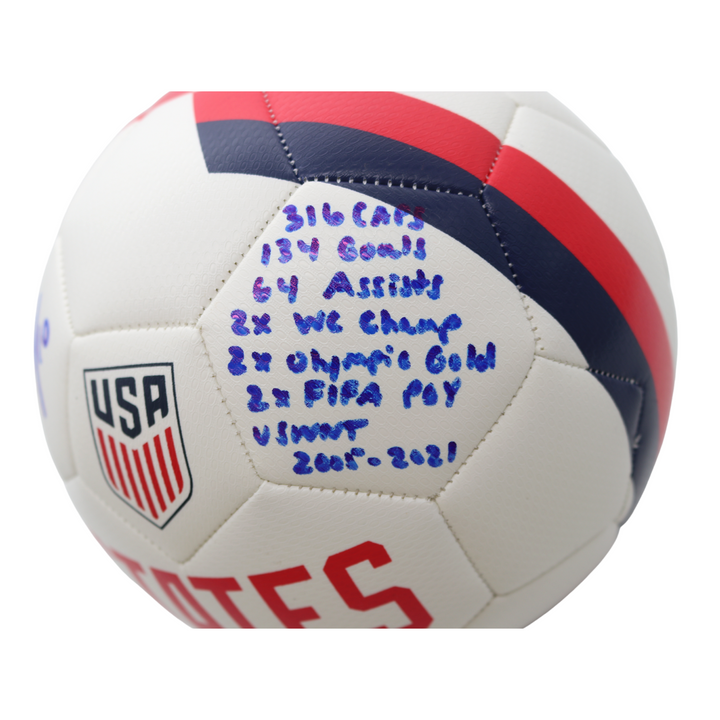 Carli Lloyd USWNT Autographed and Insc. w/ Full USWNT Career Stats Team USA Soccer Ball (CX Auth)