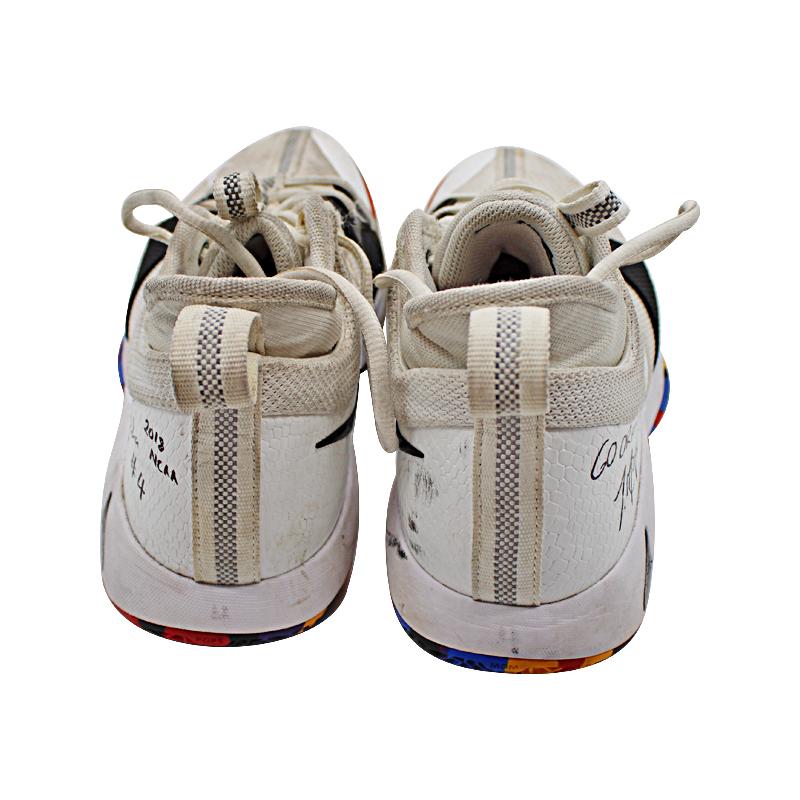 Tiana Mangakahia Syracuse University Autographed and Insc. "Go Orange, 2018 NCAA" Game Used White Nike Paul George Sneakers Size 8