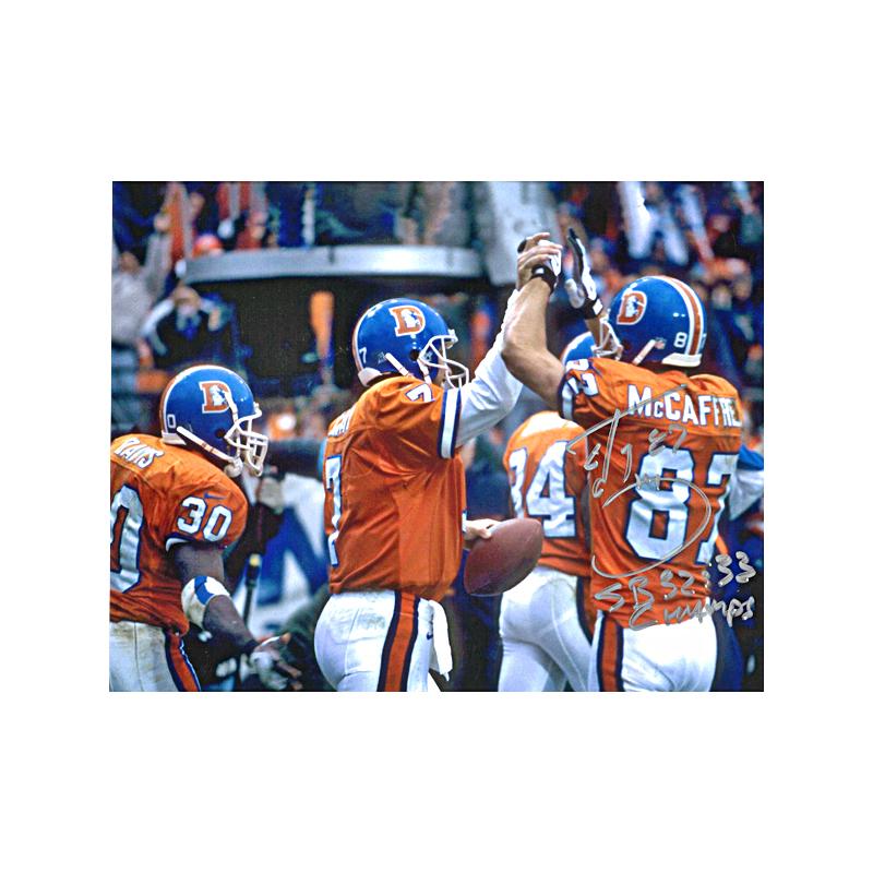 Ed McCaffrey Denver Broncos Autographed and Insc. "SB 32&33 Champs" 8x10 Photo
