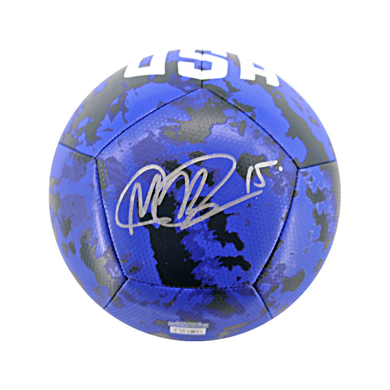 Alex Morgan/Megan Rapinoe USWNT Dual Autographed Blue USA Pitch Soccer Balls (CX Auth)