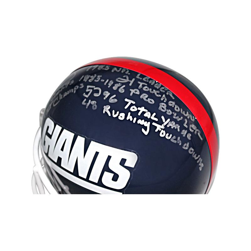 Joe Morris New York Giants Autographed and Insc. "SB XXI Champs" and Stats Helmet