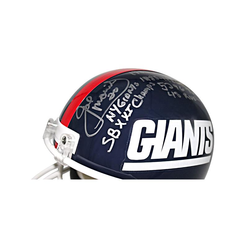 Joe Morris New York Giants Autographed and Insc. "SB XXI Champs" and Stats Helmet