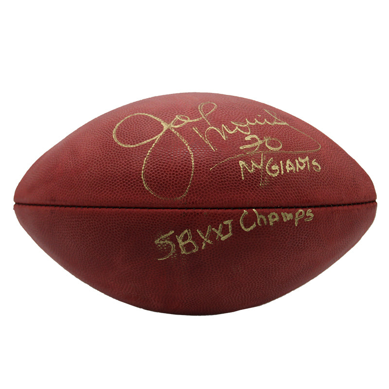 Joe Morris New York Giants Autographed and Insc. "NY Giants SBXXI Champs" Football