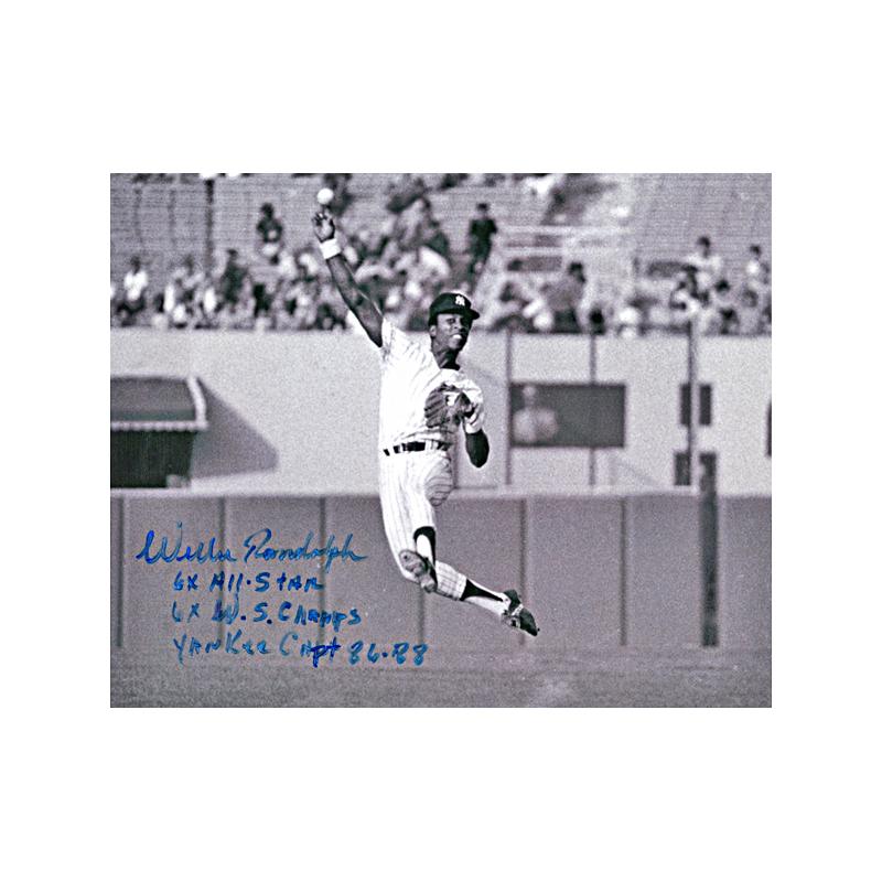 Willie Randolph New York Yankees Autographed and Insc. "6x AllStar, 6x W.S. Champs, Yankee Capt. 86.88" 8x10 Photo
