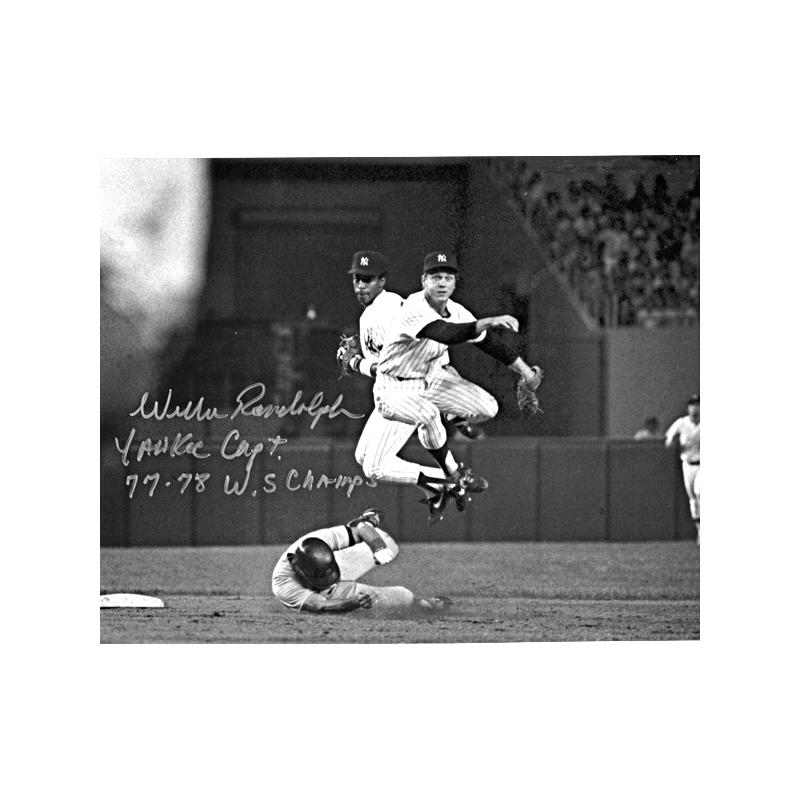 Willie Randolph Autographed and Insc. "Yankee Capt, 77.78 W.S Champs" 8x10 Photo