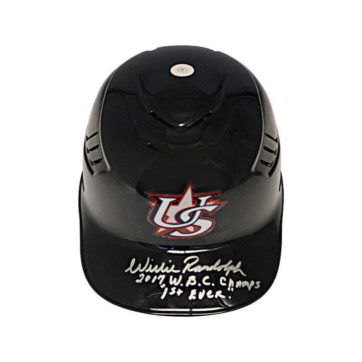 Willie Randolph Team USA WBC Game Used Autographed and Insc. "2017 W.B.C Champs "1st Ever" Batting Helmet