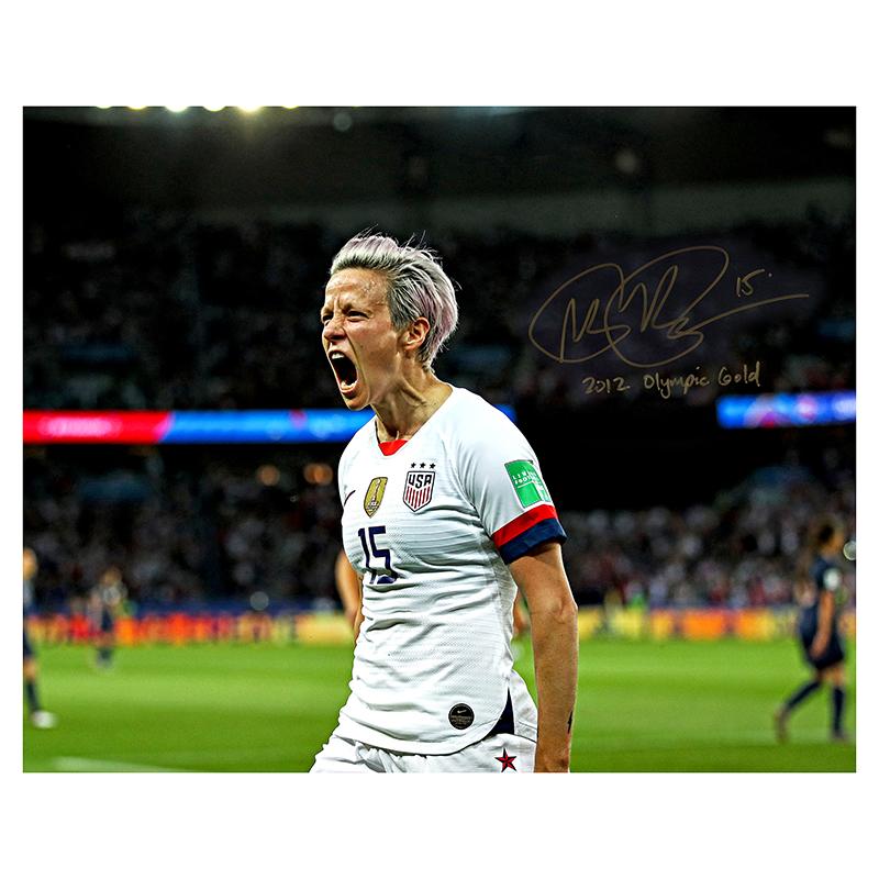 Megan Rapinoe Autographed & Inscr. "2012 Olympic Gold" Screaming 16x20 Photo