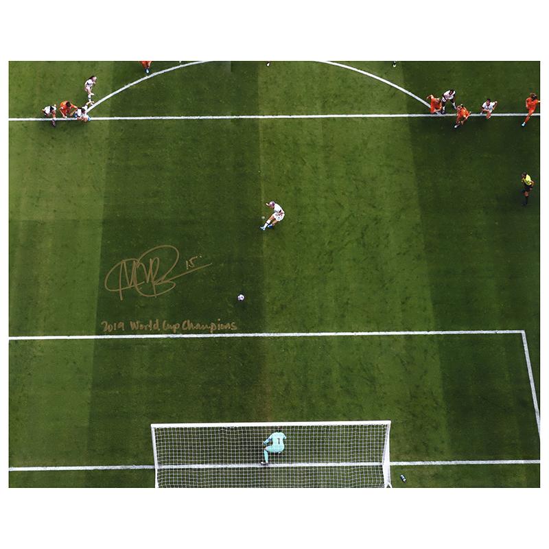 Megan Rapinoe Autographed & Inscr. "2019 World Cup Champions" WC PK in Gold 16x20 Photo