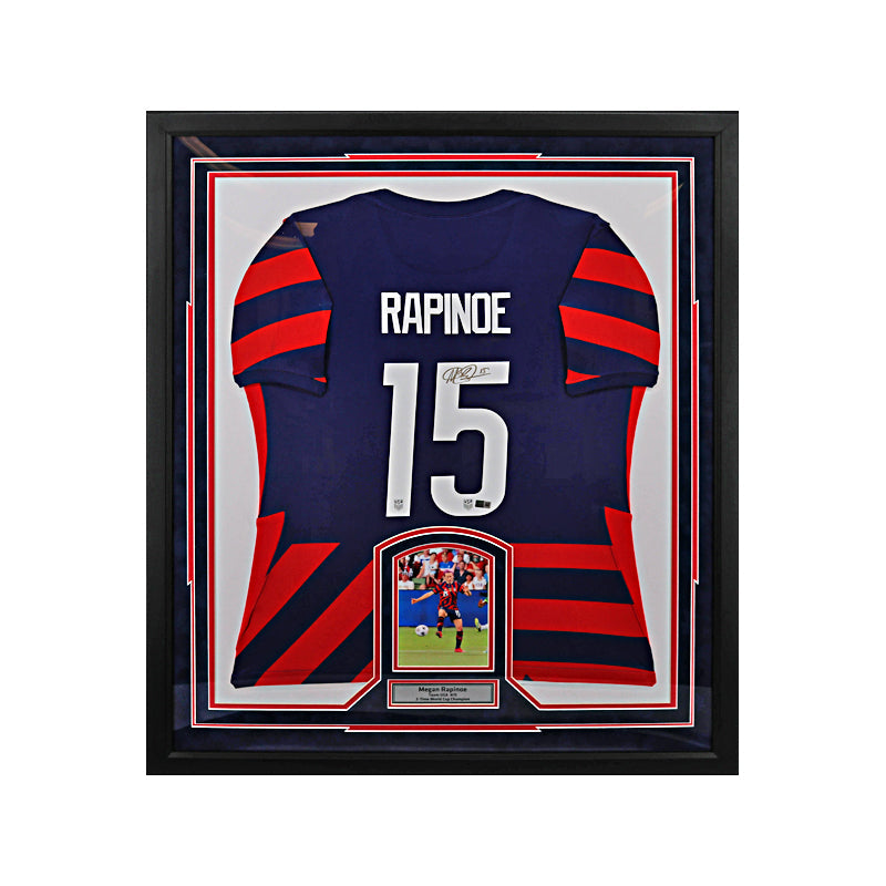 Megan Rapinoe USWNT Elite Framed Autographed Blue/Red Jersey (CX Auth)