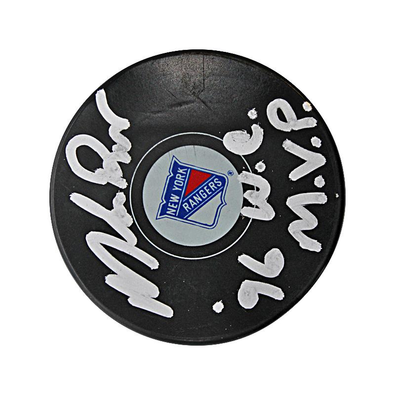 Mike Richter New York Rangers Autographed and Insc. " '96 W.C. MVP" Puck