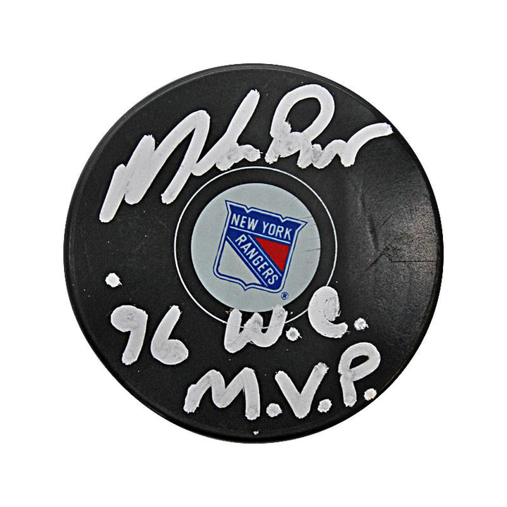 Mike Richter New York Rangers Autographed and Insc. " '96 W.C. MVP" Puck