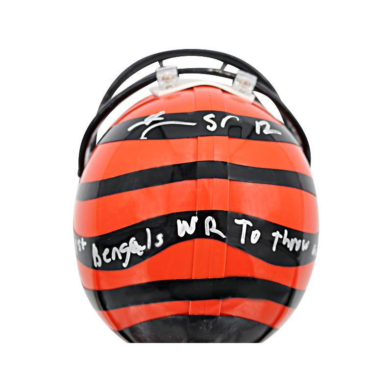 Mohamed Sanu Cincinnati Bengals Autographed & Inscr. "1st Bengals WR to Throw a TD Pass" Bengals Mini-Helmet