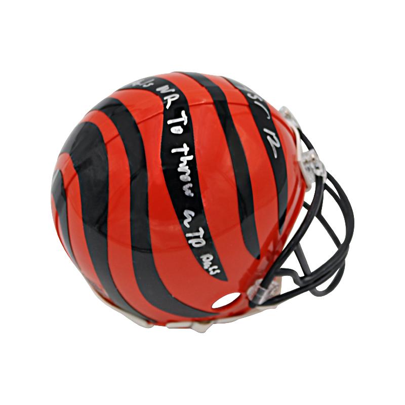 Mohamed Sanu Cincinnati Bengals Autographed & Inscr. "1st Bengals WR to Throw a TD Pass" Bengals Mini-Helmet