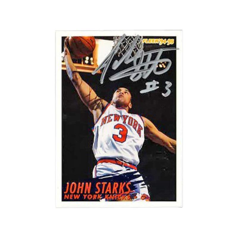 John Starks Autographed and Isncribed #3 1994-95 Fleer Trading Card, Autographed in Silver