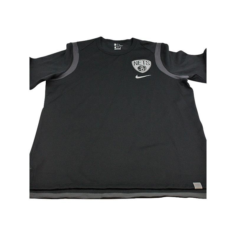 Nike Brooklyn Nets Team Issued Black Short Sleeve Warm Up Shirt (Size XL)
