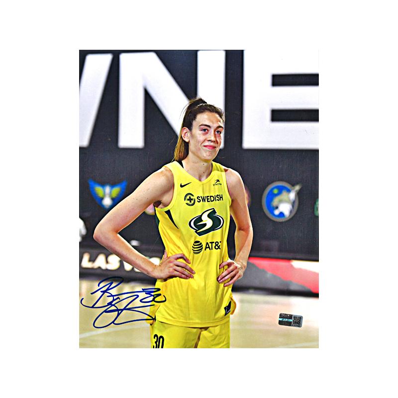Breanna Stewart Seattle Storm Autographed Yellow Storm Jersey Photo 8x10 Photo (CX Auth)