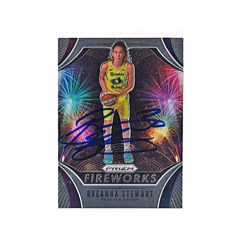 Breanna Stewart Seattle Storm Autographed 2020 Panini Prizm Fireworks Trading Card  (CX Auth)