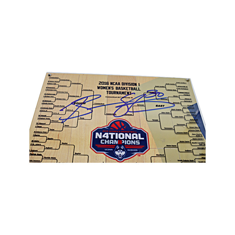 Breanna Stewart Autographed and Inscr. 12x12 Piece of Women's 2016 NCAA Final Four Court with 2016 Women's National Championship Bracket (CX Auth)