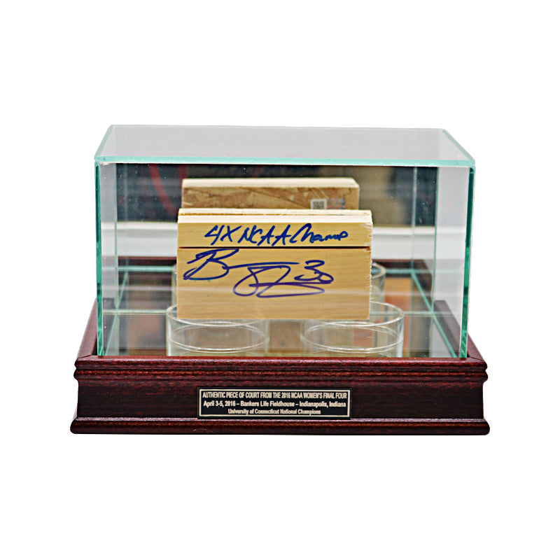Breanna Stewart Autographed and Inscribed "4x NCAA Champ" UConn 2x2 2016 Women's Final Four Court Piece in Glass Display Case (CX Auth)