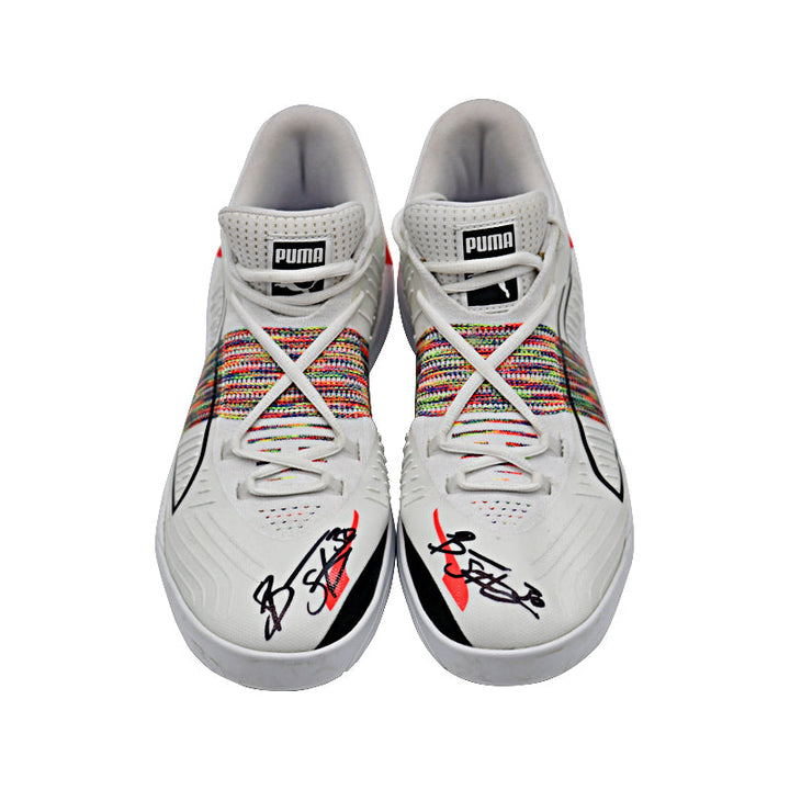 Breanna Stewart Autographed 2021 WNBA Game Used Pair of Puma White/Highlight Stripe Nitro Size 12 Sneakers