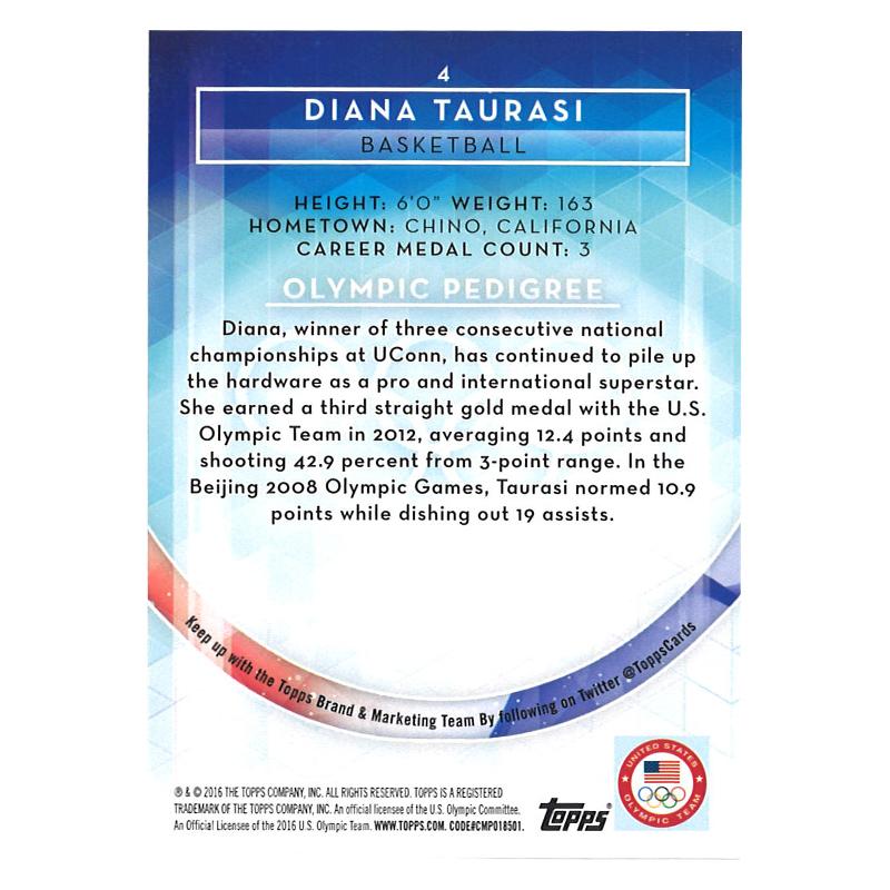 Diana Taurasi 2016 Team USA Autographed Topps Card
