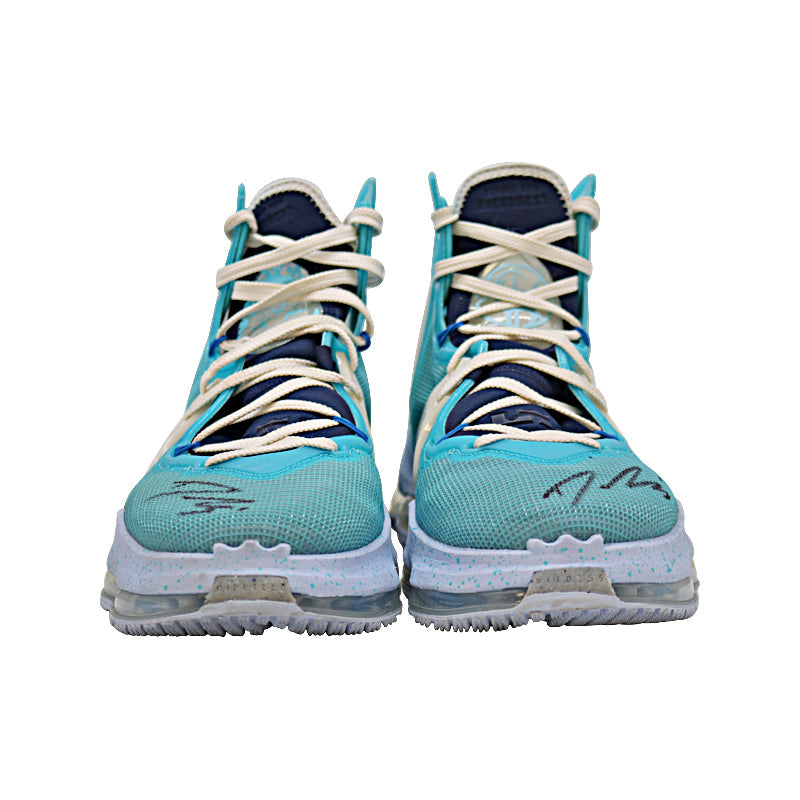 Diana Taurasi Phoenix Mercury Autographed 5/19/2022 Game Worn Pair of Nike Polarized Blue Lebron 19 Sneakers (Taurasi LOA)