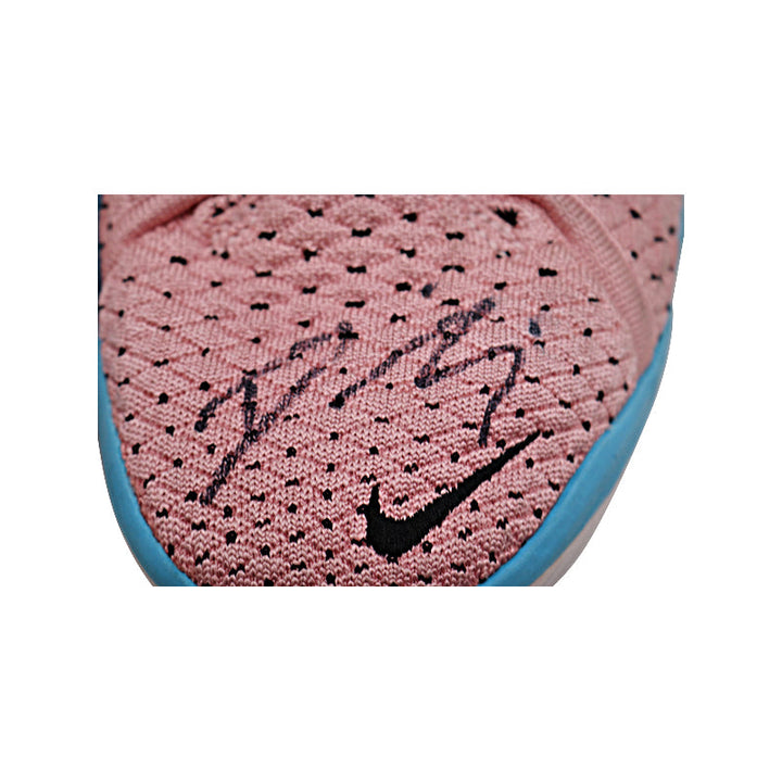 Diana Taurasi Phoenix Mercury Autographed 8/19/2021 Game Worn Pair of Nike Pink/Blue Lebron 18 Sneakers (Taurasi LOA)
