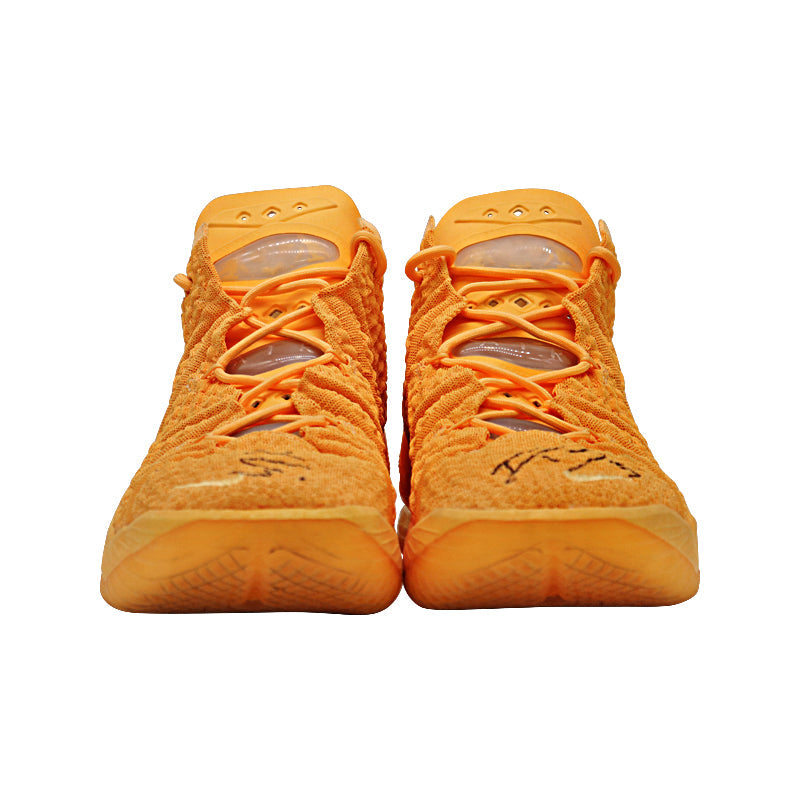 Diana Taurasi Phoenix Mercury Autographed 6/30/2021 Game Worn Pair of Nike Light Orange Lebron 18 Sneakers (Taurasi LOA)