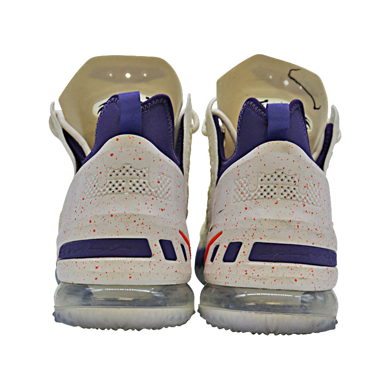 Diana Taurasi Phoenix Mercury Autographed 2021 Season Game Worn Pair of Nike White/Purple Lebron 18 Sneakers (Taurasi LOA)