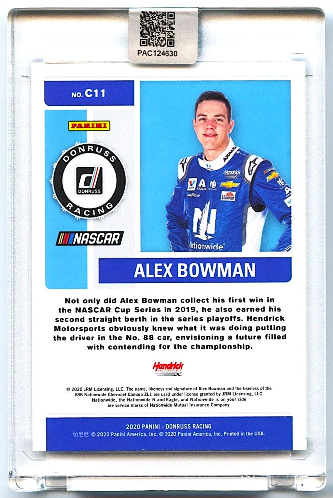 Alex Bowman NASCAR Cup Series Driver Signed 2020 Donruss Contenders #11 (PA Encapsulated)