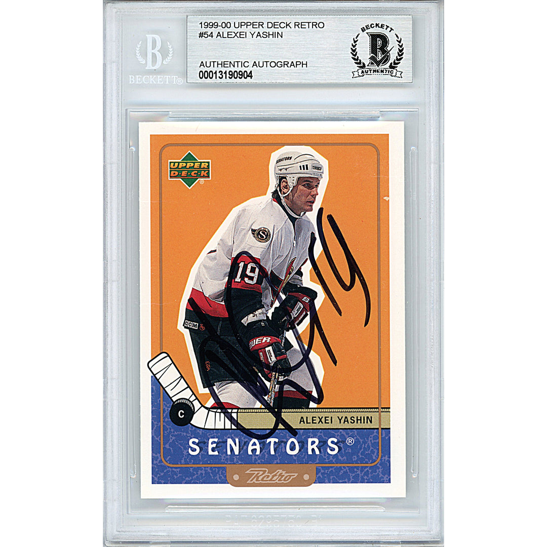 Alexei Yashin Autographed 1999-2000 Upper Deck Hockey Card Beckett Slabbed Ottawa Senators Signed