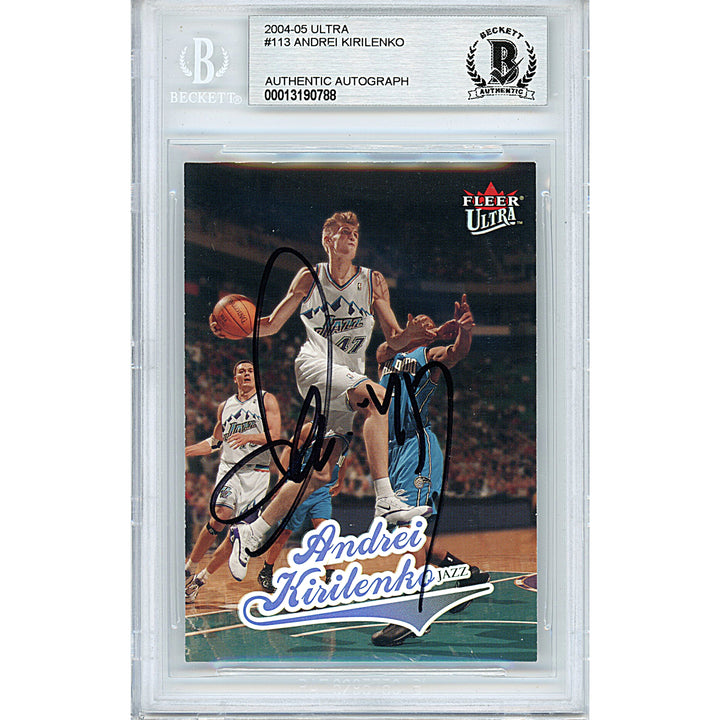 Andrei Kirilenko Utah Jazz Autographed 2004-2005 Fleer Ultra Basketball Card Beckett BAS Signed Slab