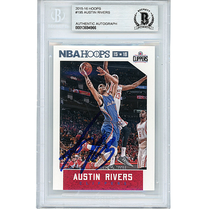 Austin Rivers Signed Los Angeles Clippers 2015-16 Hoops Basketball Card Beckett Autographed
