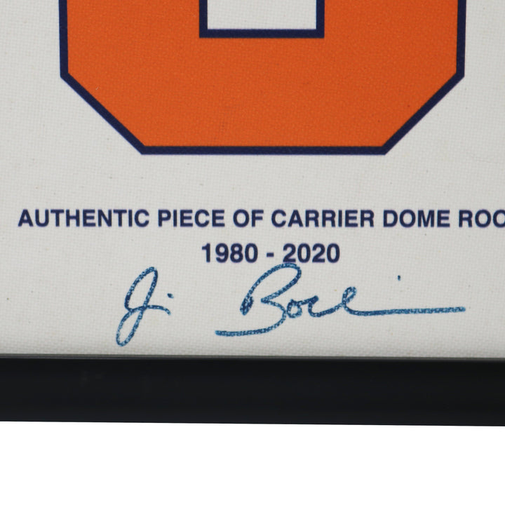 Jim Boeheim Autographed Syracuse University Authentic 11x14 Framed Piece of Carrier Dome Roof with Orange S Logo (CX Auth)