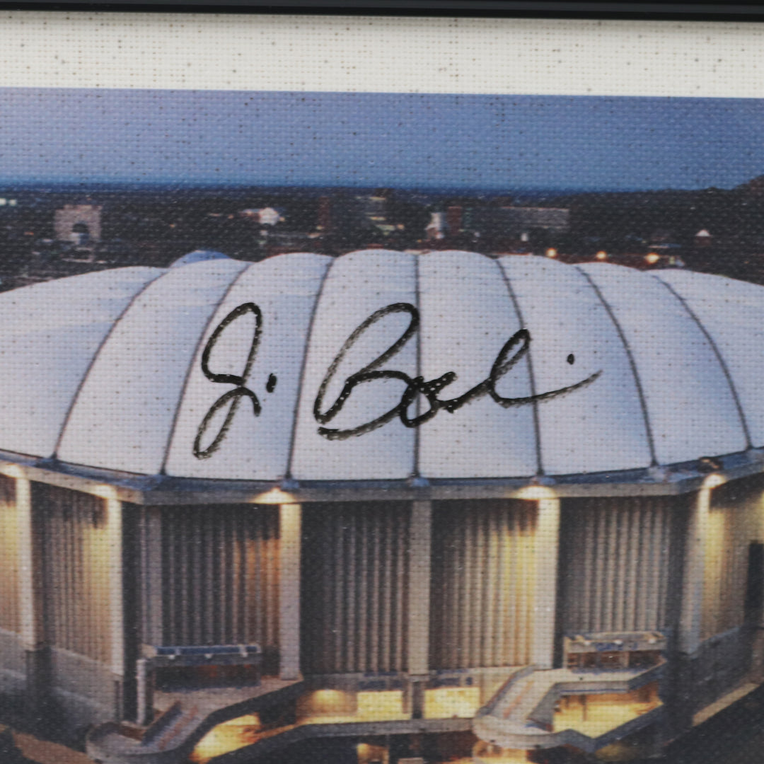 Jim Boeheim Autographed Authentic 11X14 Framed Piece Of Carrier Dome Roof With Printed Carrier Dome Image (CX Auth)
