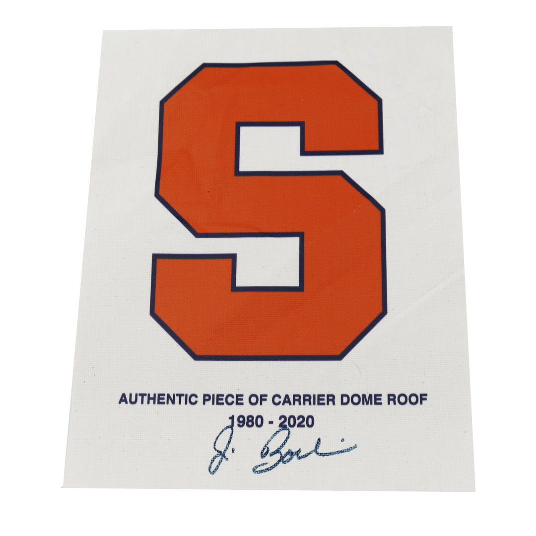 Jim Boeheim Autographed Syracuse University Authentic 11X14 Piece Of Carrier Dome Roof With Orange S Logo (CX Auth)